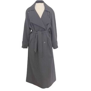 Vintage Sanyo by Carol Cohen Navy Long Trench Coat 100% Wool Classic  women's 8